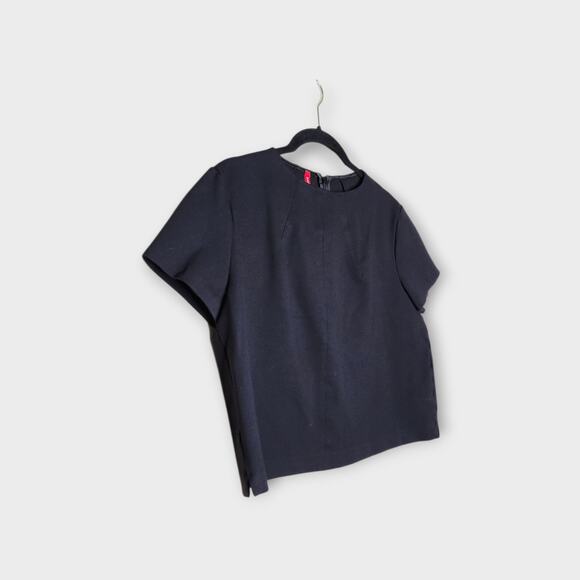 Spanx The Perfect Funnel Crew Top Black Back Zip Women's Medium - Picture 3 of 9